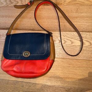 Coach Red and Blue Leather Crossbody Bag